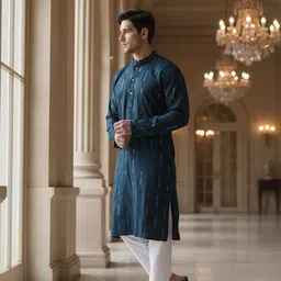 SZN Men Ethnic Motifs Embellished Mirror Work Kurta image 4