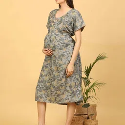 GOLDSTROMS Floral Print Flared Sleeve Maternity A-Line Midi Dress image 3