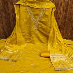 Rangtulika Ethnics Embroidered Unstitched Dress Material image 3