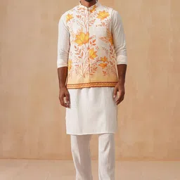 Jompers Men Floral Printed Kurta with Pyjamas & Printed Jacket-image-56