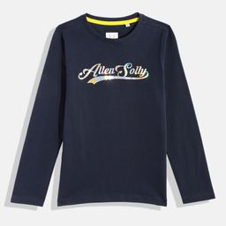 Allen Solly Junior Boys Navy Blue Brand Logo Printed Pure Cotton T-shirt-picture-38