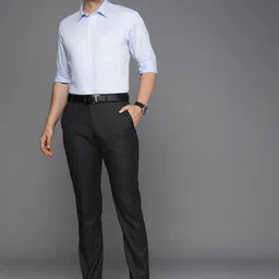 Raymond Men Mid-Rise Slim Fit Checked Formal Trousers image 4