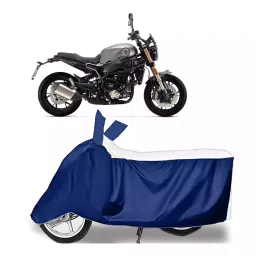 Auto Pearl Bike Cover for Benelli Leoncino 800 (White & Blue)-picture-15