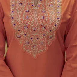 VS MALL Women Ethnic Motifs Embroidered Regular Thread Work Kurta with Trousers & With Dupatta image 3