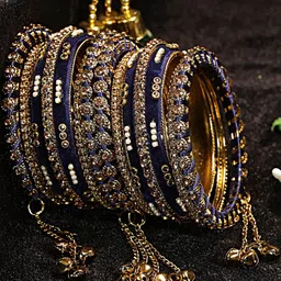 GLIKA Women Pack of 10 Metal Gold Ethnic Bangles image 3