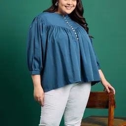 ANJIR Women Mandarin Collar Casual & Elegant Western Top-picture-40