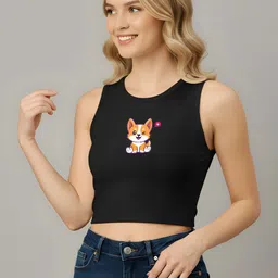SZN Crepe Tank Crop Top image 3