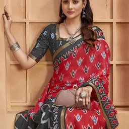 all about you Geometric Printed Saree with Blouse Piece image 5