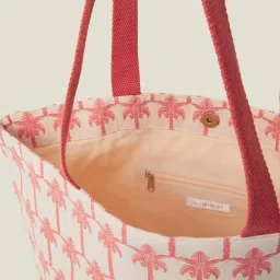 Accessorize London Women's Pink Palm Print Shopper Beach Bag image 4