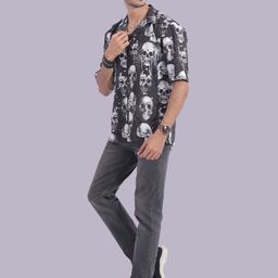 STITCH MONKEY Men Comfort Cuban Collar Abstract Printed Casual Shirt-picture-12
