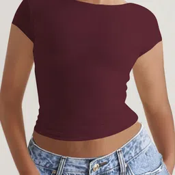 StyleCast x Revolte Women Boat Neck Fitted Crop Top-picture-12