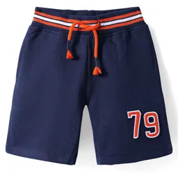 Babyhug Cotton Knit Shorts with Number Embroidery - Navy Blue-picture-10