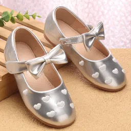 Babyoye Velcro Closure Ballerina With Heart Embroidery & Bow Applique - Silver-image-29