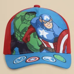 Kidsville Cotton Blend Marvel Avengers Featuring Captain America & Hulk Printed Cap - Red & Blue - Diameter 17 Cm-image-17