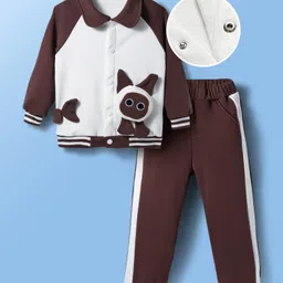 Mark & Mia Full Raglan Sleeves T-Shirt & Pant Set With Bunny Applique - Dark Brown-picture-14