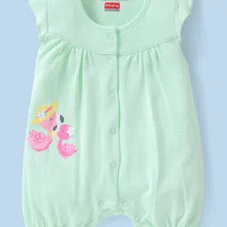 Babyhug 100% Cotton Half Sleeves Romper Ducky Print Pack of 2 - Yellow & Green image 2