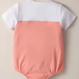 Mark & Mia Cotton Knit Half Sleeves Onesie With Duck Applique & Pocket Detailing - Peach image 2