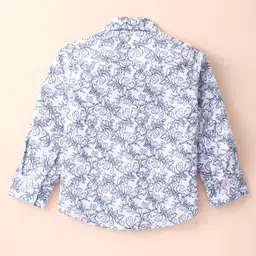 Mark & Mia Full Sleeves Floral Printed Shirt & Trouser Set with Bow & Suspender - White & Maroon image 3