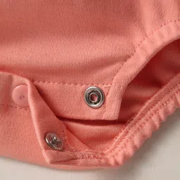 Mark & Mia Cotton Knit Half Sleeves Onesie With Duck Applique & Pocket Detailing - Peach image 4