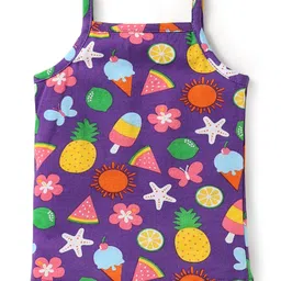 Babyhug 100% Cotton Single Jersey Knit Sleeveless Slips With Floral & Butterfly Print Pack Of 3 - Pink Blue & Yellow image 5