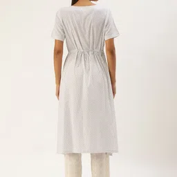 Nejo Women White & Blue Ethnic Motifs Printed Maternity Kurta image 5