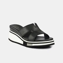 HEEL YOUR SOLE Leather Wedge Open Back Sandals image 1