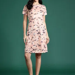 DressBerry Floral Print Satin A-Line Dress-image-92