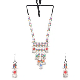 Samsiddhi Latest Antique Silver Necklace and Earrings Set Girls and Women-image-44