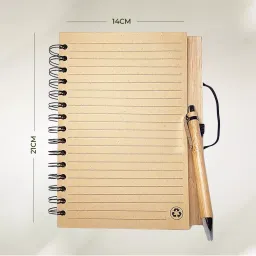 IMECO Bamboo Diary 21x14 cm with Pen Non-Toxic Ink 0.5 mm (0.019 inch) Tip Size Brown, IMEBDWP image 3