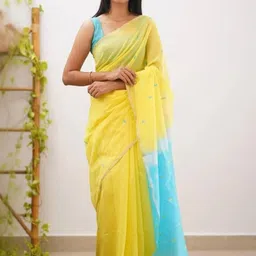 Eecoo Embellished Embroidered Linen Blend Handloom Saree image 2