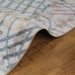 Kaleen India Teal Abstract Anti-Skid Polyester Carpet image 2