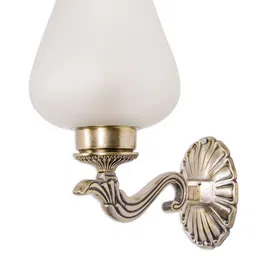 Fos Lighting Gold-Toned & White Carved Glass Wallchiere Lamp image 4