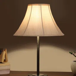 Devansh Off White Textured Wood Contemporary Bell Shaped Table Lamp image 2