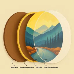 Livin'luxe White & Grey MDF Mountain And Tree Round Living Room Wall Art 40 cm x 40 cm image 4