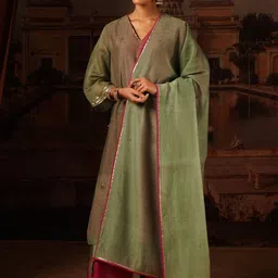 JAYPORE Embroidered Cotton Silk Dupatta with Gotta Patti-picture-11