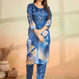 Women Basket Floral Printed Round Neck Straight Kurta With Trousers-picture-36