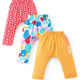 Babyhug Cotton Interlock Knit Full Length Diaper Legging Circle Print Pack of 3 - Multicolor-picture-12