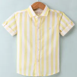 Jash Kids Half Sleeves Cotton Striped Shirt - Yellow-image-5