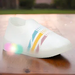 Lil Lollipop Mesh Detailed Striped Slip On LED Shoes - White-picture-18