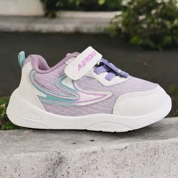 Lil Lollipop Bear Applique Designed Colour Blocked Velcro Closure Shoes - Mauve & White-picture-39