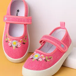 Cute Walk by Babyhug Velcro Closure Casual Shoes with Floral Embroidery Detailing - Pink-picture-21
