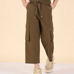 StyloBug Cotton Woven Solid Cargo Pants - Brown-picture-16