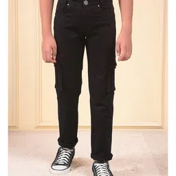 CRIMSOUNE CLUB Cotton Denim Solid Jeans - Black-picture-22
