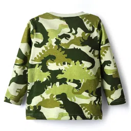 Babyhug Cotton Knit Full Sleeves Co-ords Night Suit With Dino Print - Green image 3