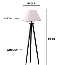 Devansh White & Black Wooden Tripod Floor Lamp image 4