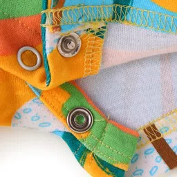 Babyhug Interlock Knit Half Sleeves Romper With Beach Theme Print - Yellow image 4