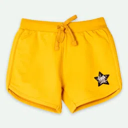 Ariel Cotton Knit Pack Of 2 I M So Magical & Little Star Text Printed Shorts - Sky Blue & Mustard image 5