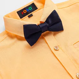 Robo Fry Woven Full Sleeves Solid Colour Party Shirt With Bow - Orange image 5