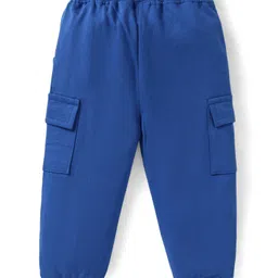 Babyhug Cotton Knit Full Sleeves Color Block T-Shirt & Lounge Pants Set With Road Trip Theme Print - Blue image 5