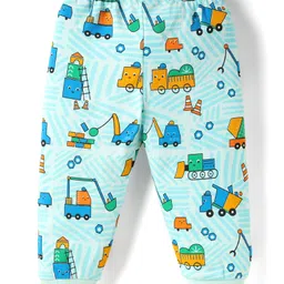 Babyoye 100% Cotton Knit Full Sleeves With Eco Jiva Finish Co-ords Night Suit with Vehicle Print - Light Blue image 5